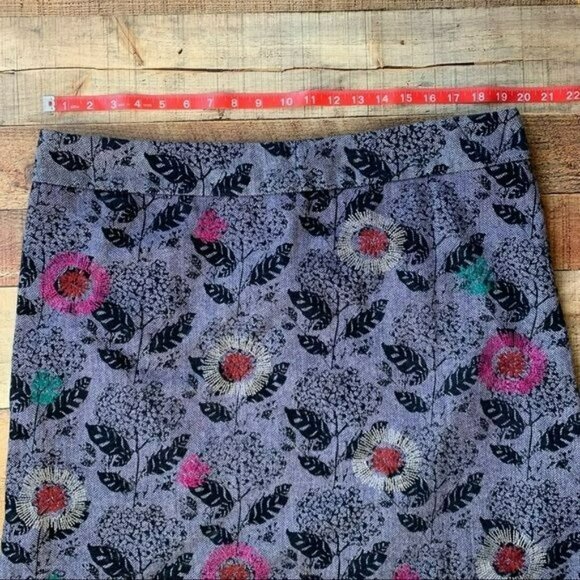 White stuff womens plus size knee length herringbone skirt embroidered flowers - Picture 2 of 9